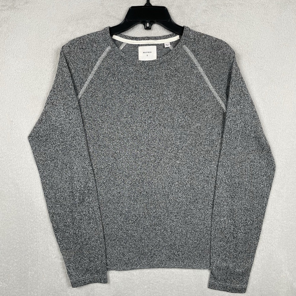 Billy Reid Shirt Mens Small Heather Gray Long sleeve Base Layer Raw Hem